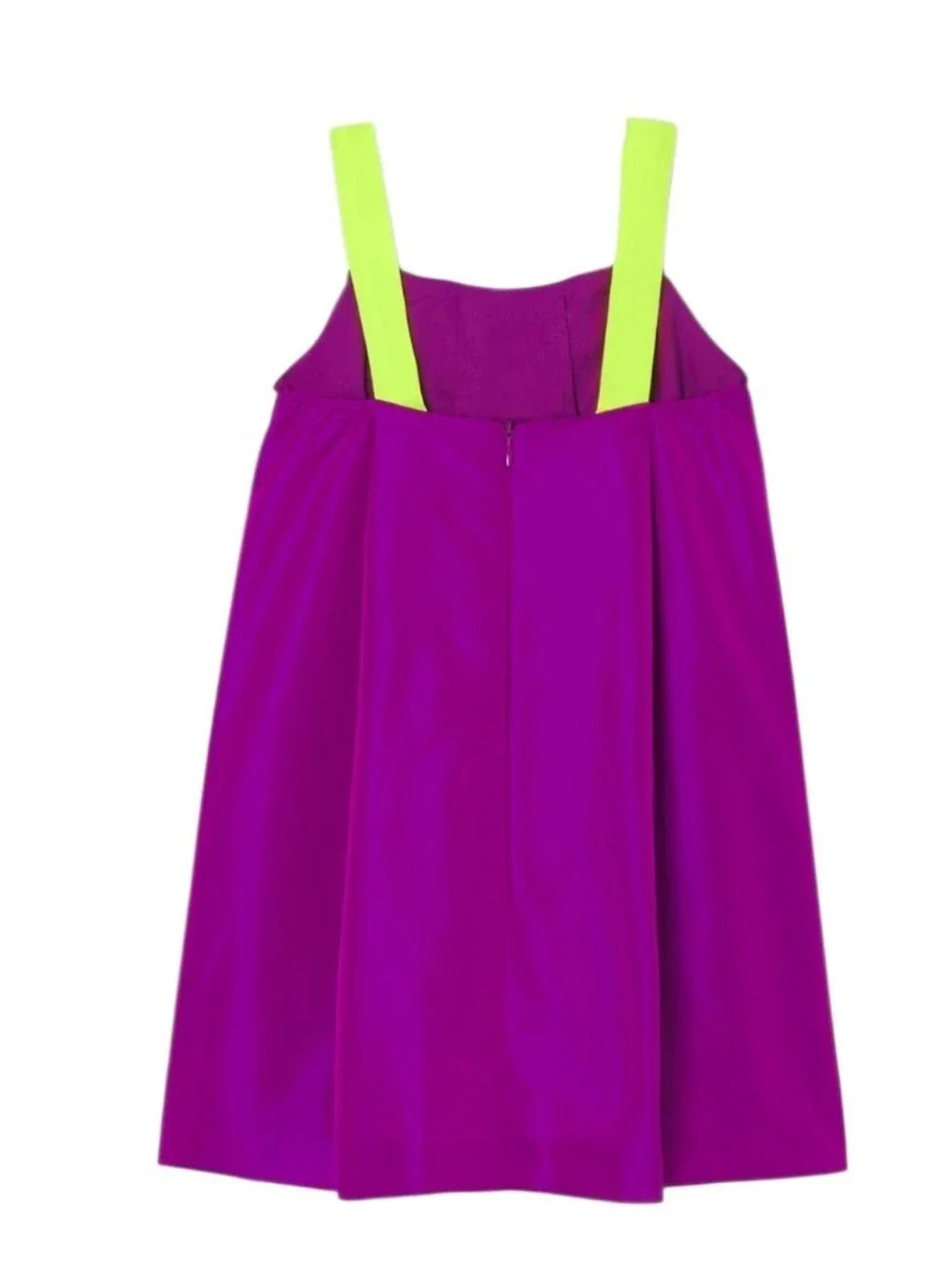 Jacadi Paris purple dress with lime green straps and bow detail, size 3 years.